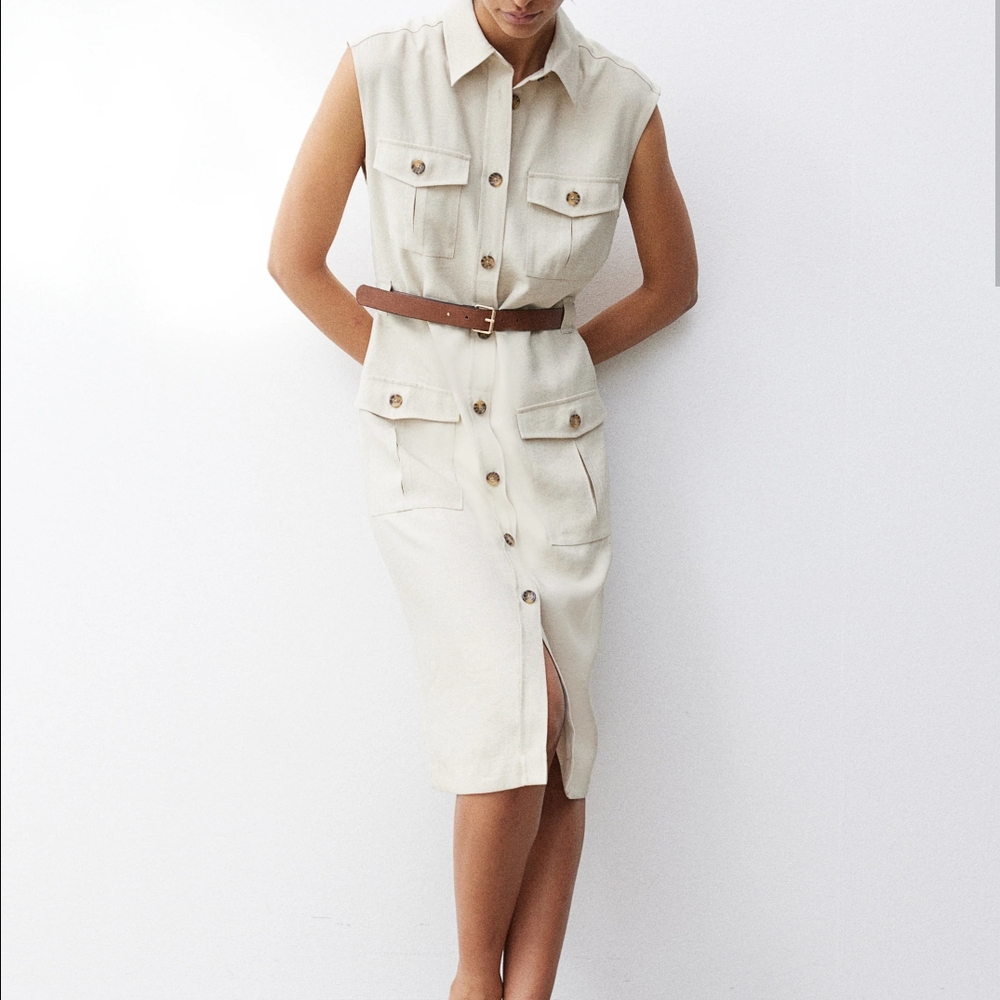 NWT- H&M Cream Midi Dress